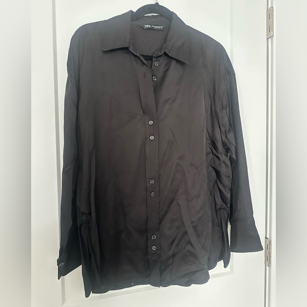 Zara Satin Black Shirt